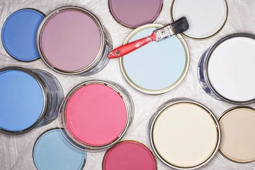 paint can lids with different paint colours